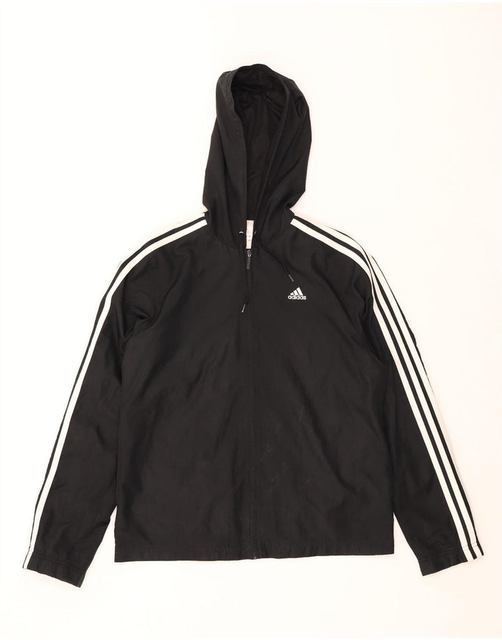 Adidas - Chaqueta de chándal con capucha para mujer, talla 40, poliéster negro grande