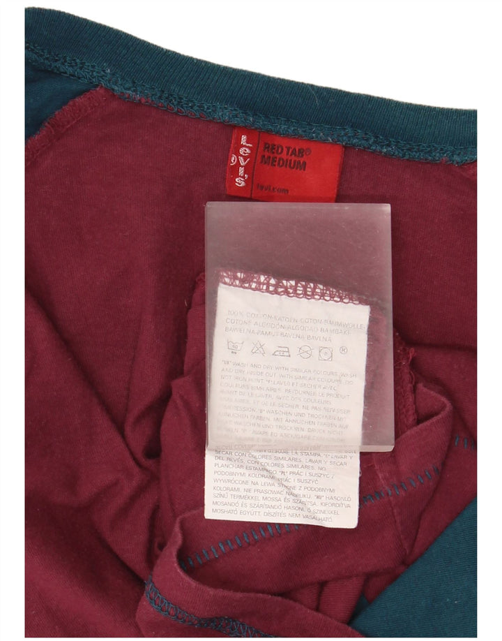Levi's Top gráfico para mujer de manga larga UK 44 Medium Borgoña Colorblock