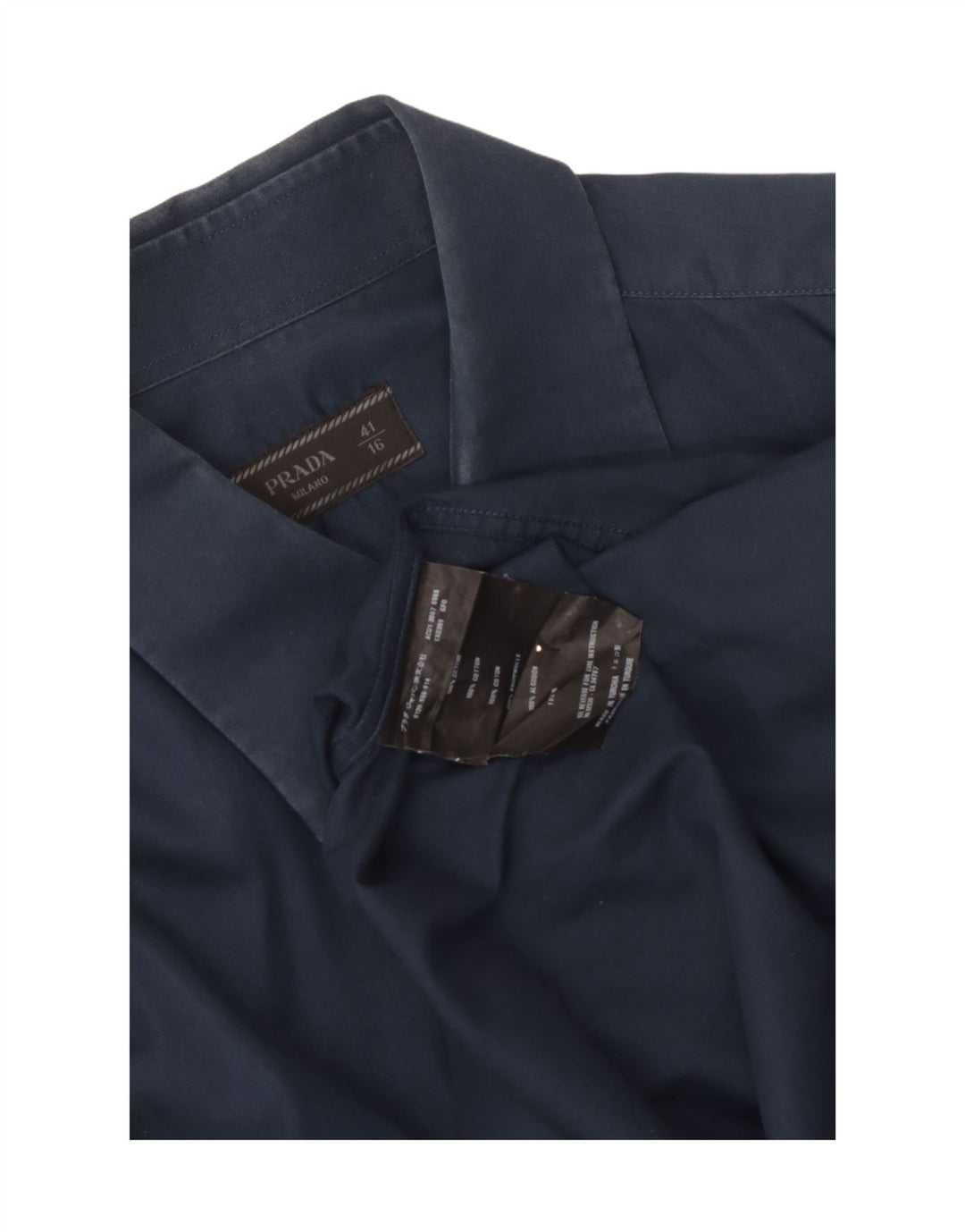 Prada Camisa Hombre Talla 16 Grande Azul Marino Algodón