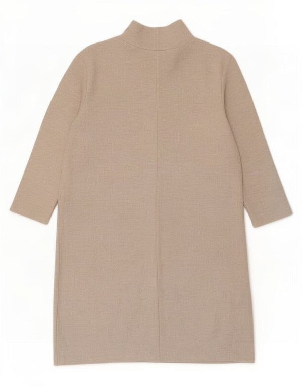 Zara Mujer Vestido Jersey Manga 3/4 UK 42 Poliéster Beige Medio