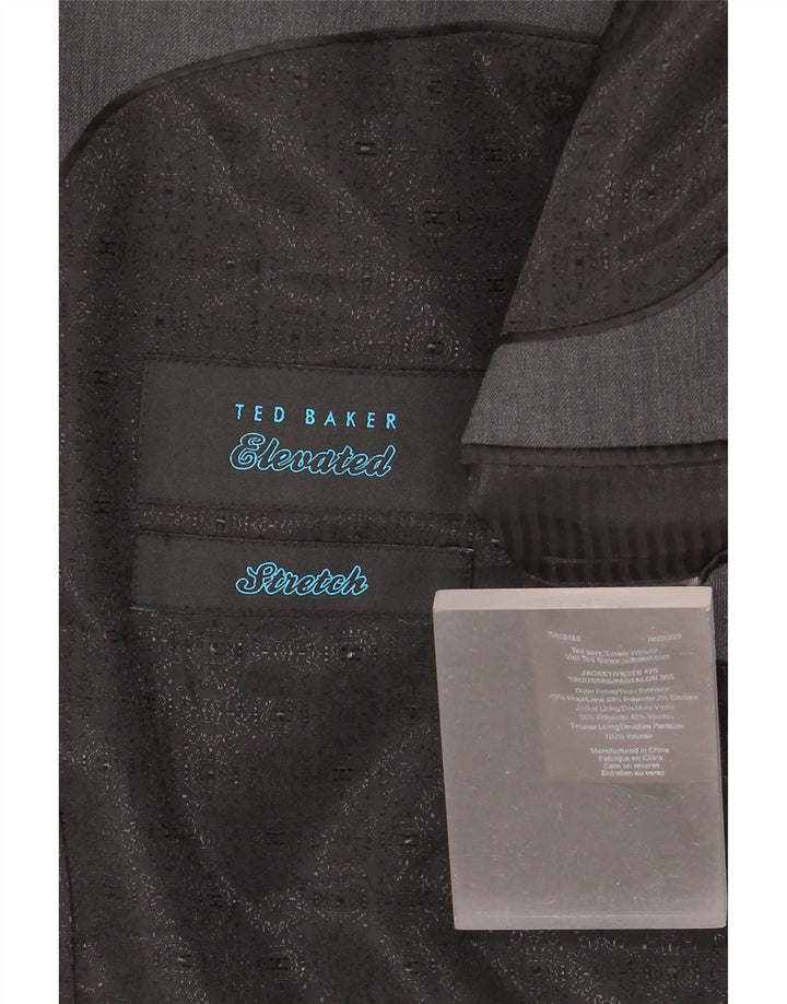 Ted Baker Traje elástico de 2 piezas con 2 botones para hombre UK 42 XL W36 L30 Lana gris