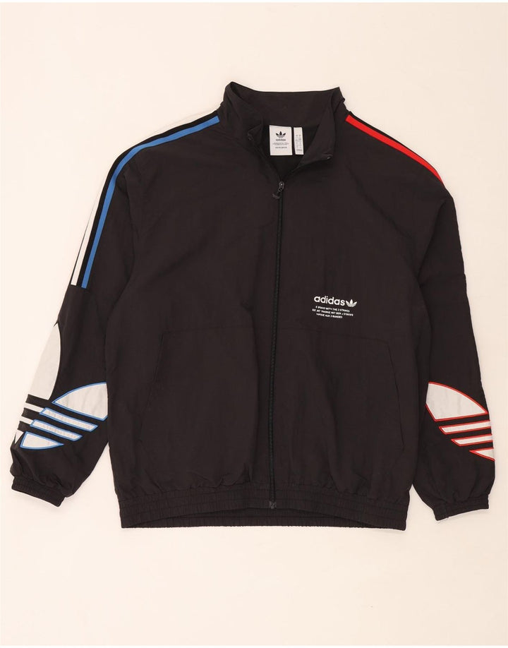 Adidas - Chaqueta de chándal gráfica para hombre, talla grande, poliamida negra