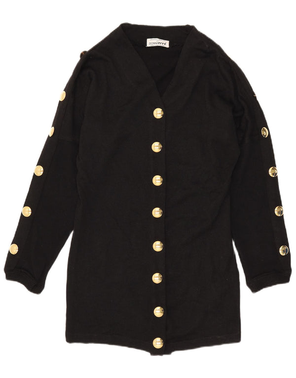 Vintage mujeres longline cardigan suéter Reino Unido 10 pequeño negro
