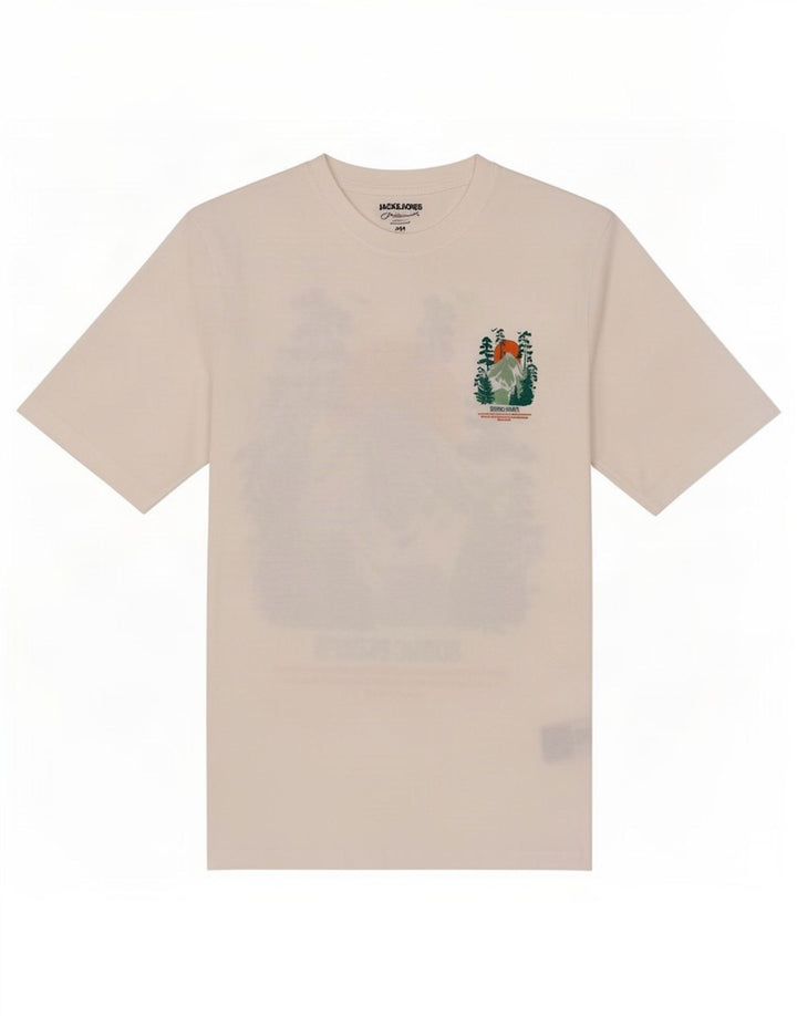 Jack & Jones Hombre Camiseta Gráfica Top Medium Blanco Algodón