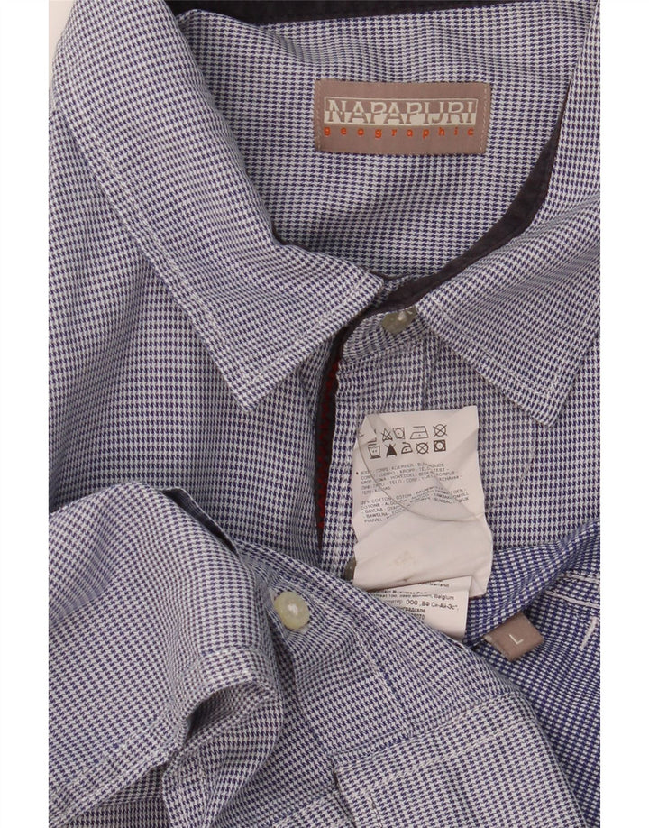Camisa Napapijri Hombre Grande Azul Pata De Gallo Algodón