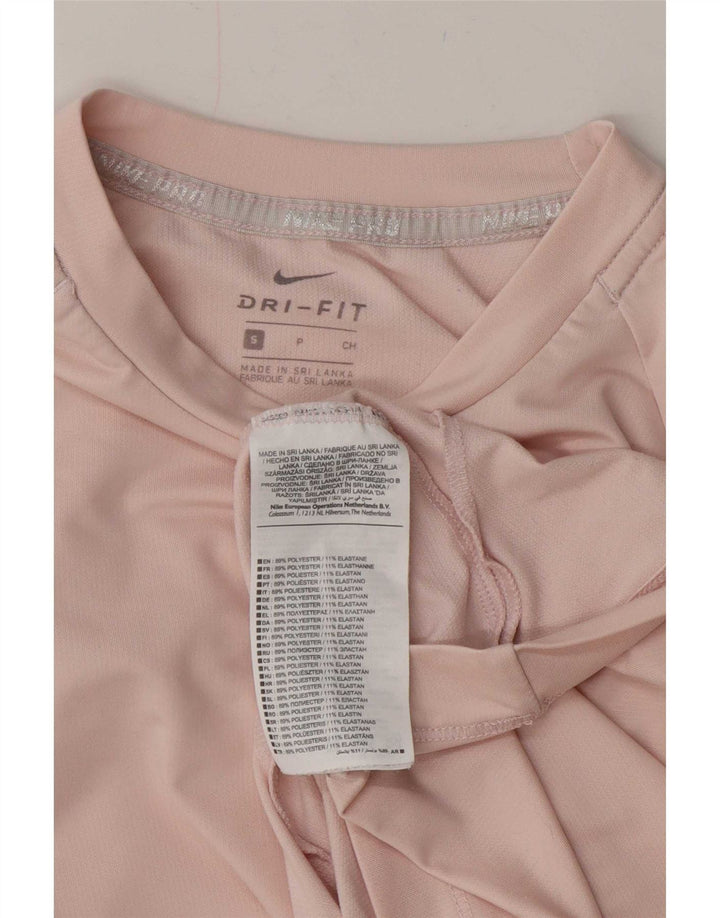 Nike Mujer Dri Fit Top Manga Larga UK 10 Pequeño Poliéster Rosa