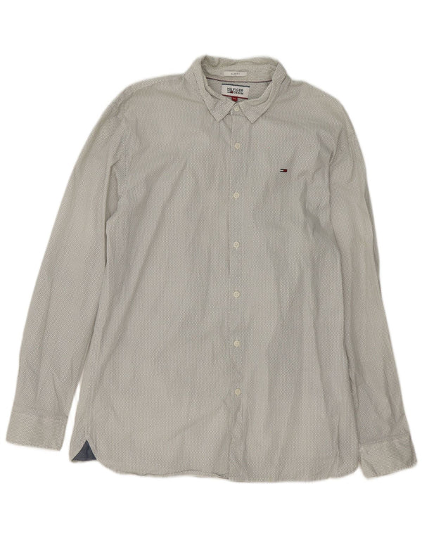 Camisa Tommy Hilfiger Hombre Slim Fit XL Algodón Geométrico Blanco