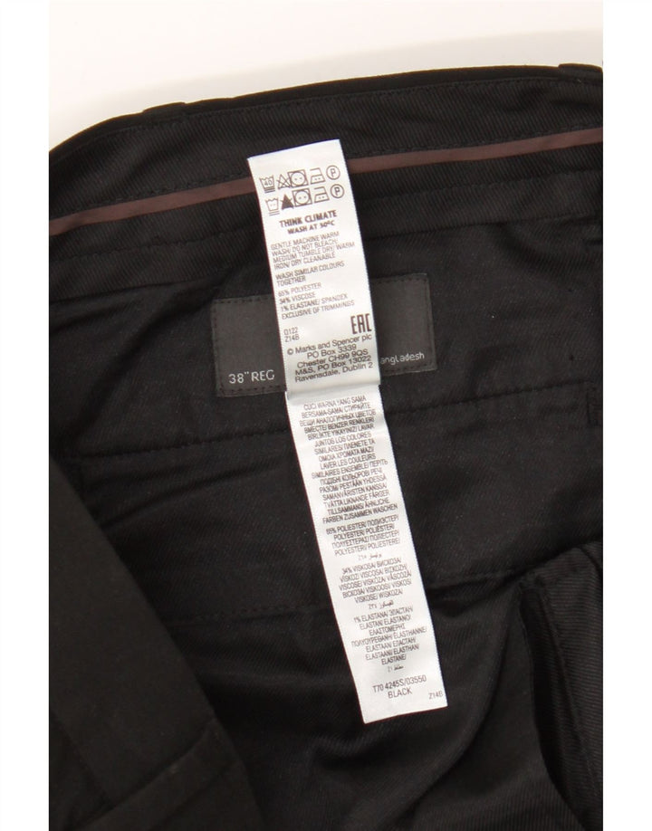 Marks & Spencer Pantalones chinos ajustados para hombre W38 L31 Poliéster negro