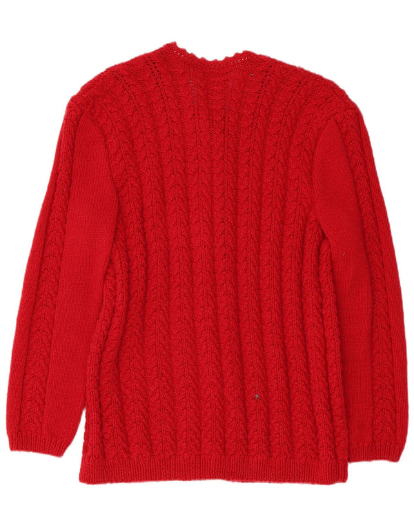 Vintage mujer Cardigan suéter Reino Unido 14 rojo medio