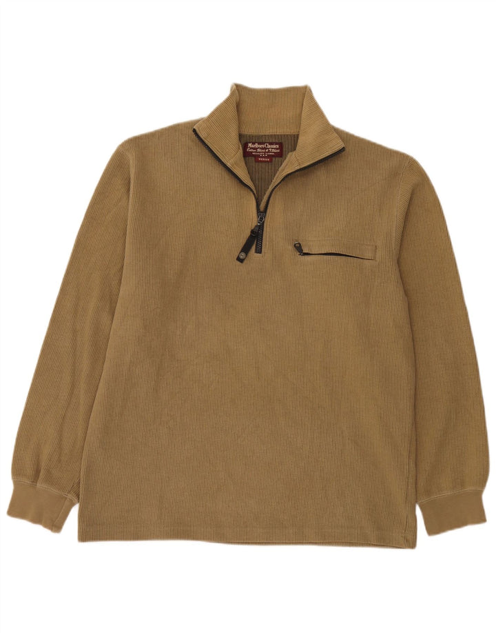 Marlboro Classics - Sudadera con cuello y cremallera para hombre, jersey de algodón beige medio
