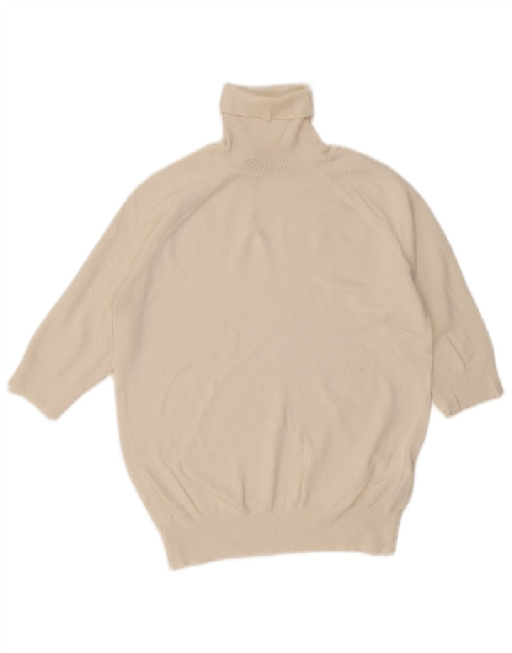 Zara Mujer Roll Neck Jumper Sweater UK 12 Medium Off White Viscosa