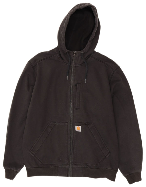 Carhartt Suéter con capucha y cremallera de ajuste relajado para hombre Poliéster negro grande