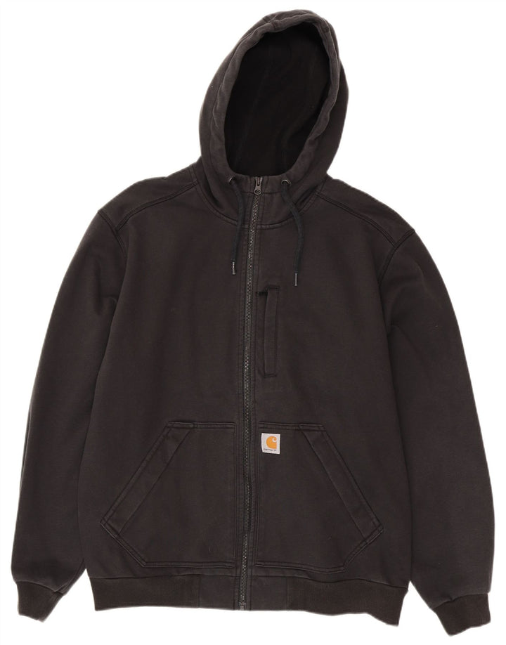 Carhartt Suéter con capucha y cremallera de ajuste relajado para hombre Poliéster negro grande