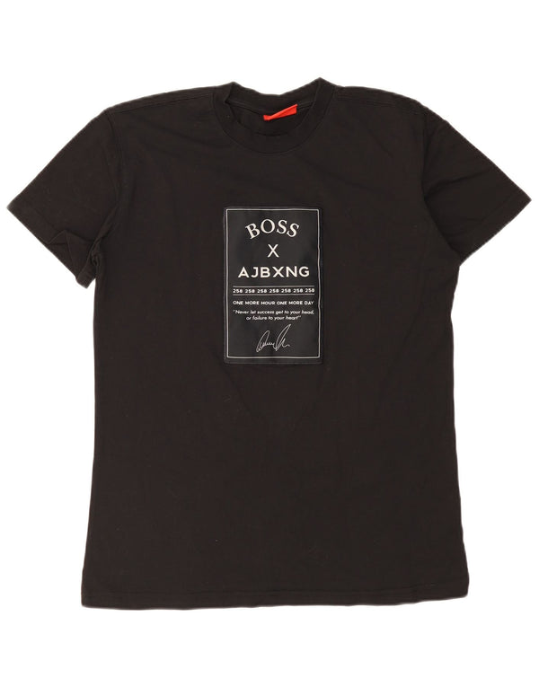 Hugo Boss Hombres Camiseta Gráfica Top Grande Algodón Negro