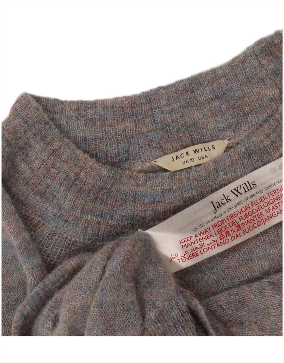 JACK WILLS Suéter tipo jersey con cuello barco para mujer, Reino Unido 10, pequeño, gris moteado