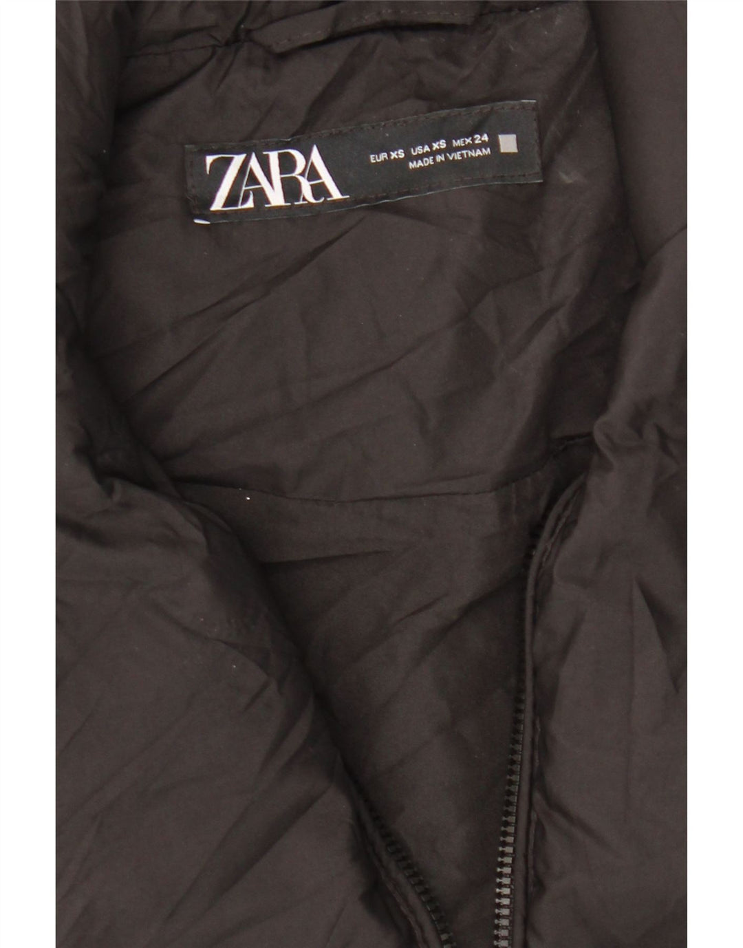 ZARA Mujer Crop Chaleco Acolchado Extragrande UK 6 XS Poliéster Negro