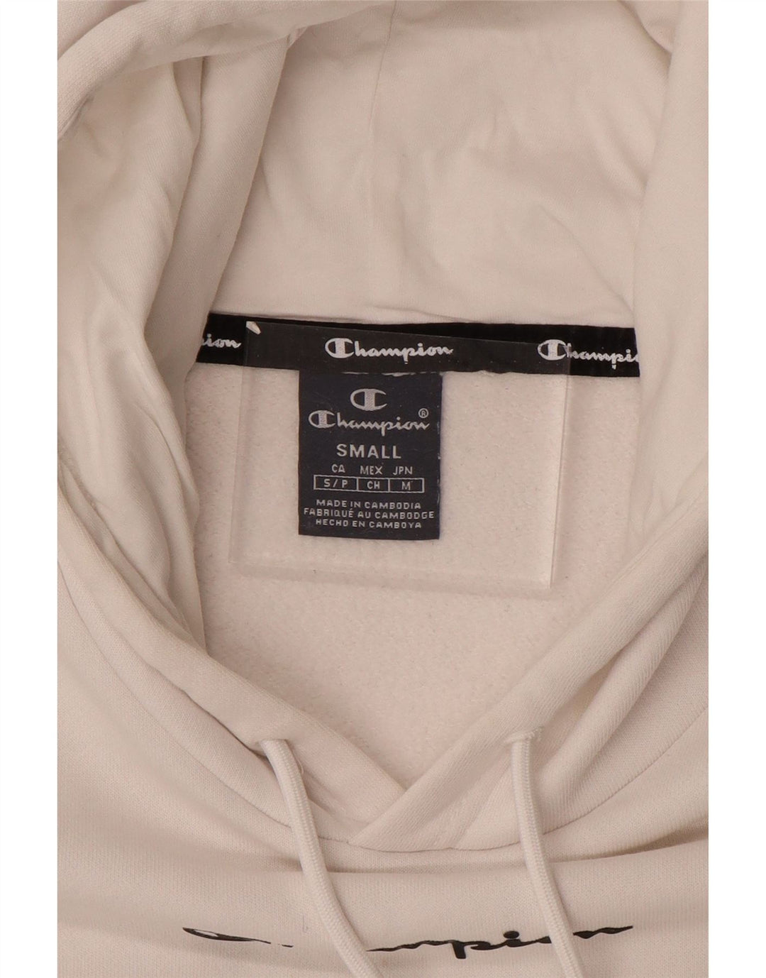 CHAMPION Jersey con capucha gráfica para hombre Small White Colorblock