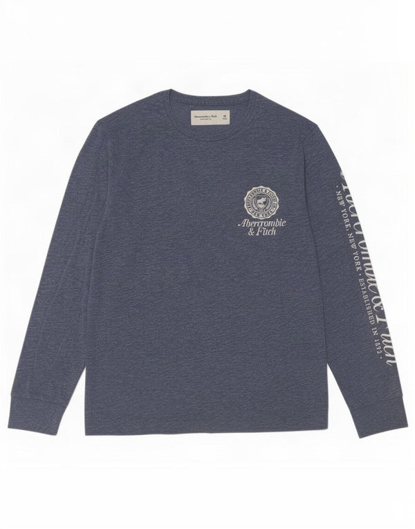 Abercrombie & Fitch Top gráfico para hombre de manga larga XS Algodón moteado azul