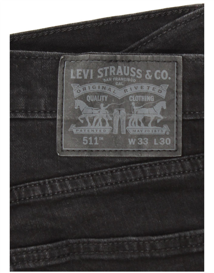 Levi's Hombre 511 Slim Jeans W33 L26 Algodón Negro
