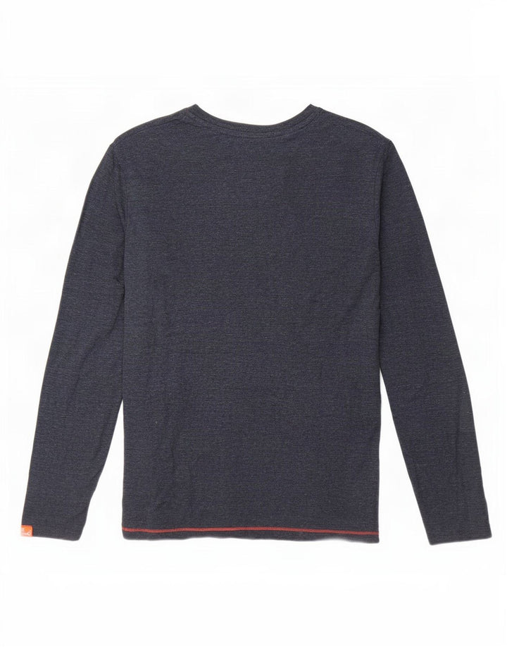 Superdry Hombre Top De Manga Larga De Algodón Moteado Azul Marino Pequeño