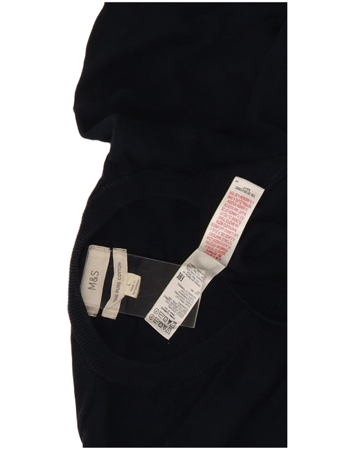 Marks & Spencer - Jersey con cuello en V para hombre, talla grande, algodón azul marino