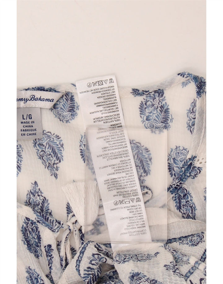 TOMMY BAHAMA Blusa de manga 3/4 para mujer UK 46 Large White Paisley Cotton