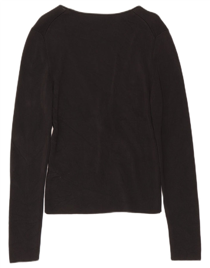 Guess Top Mujer Manga Larga UK 12 Medium Rayón Negro