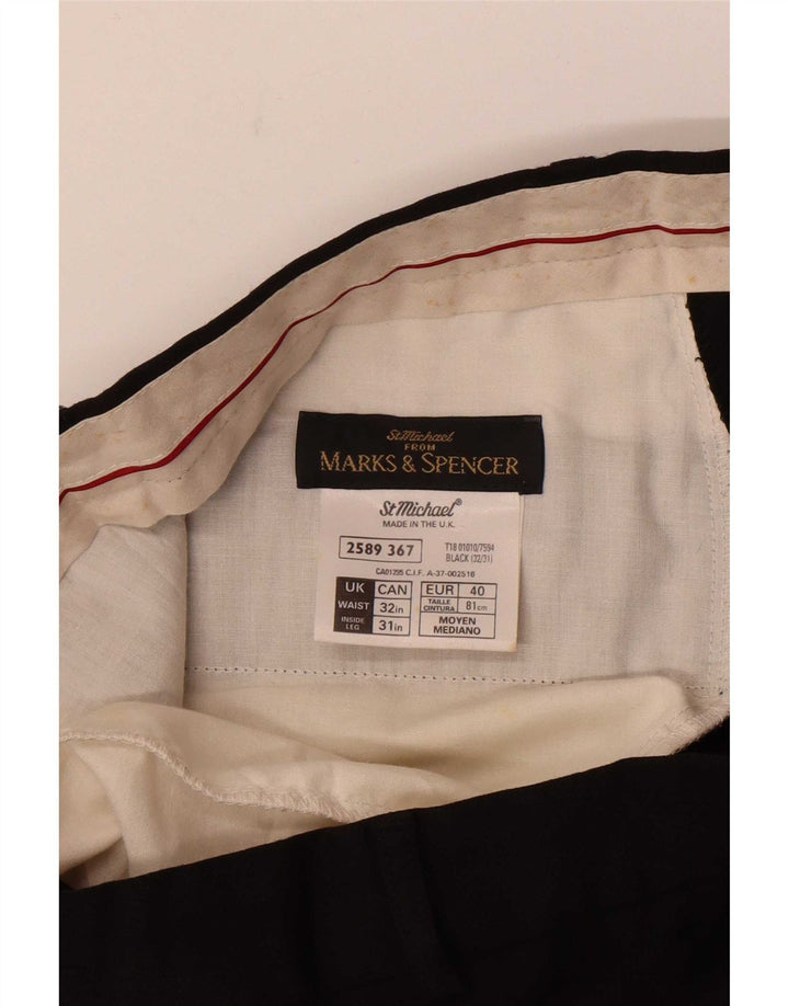 Marks & Spencer Pantalón de traje recto St. Michael para hombre W32 L28 Lana negra