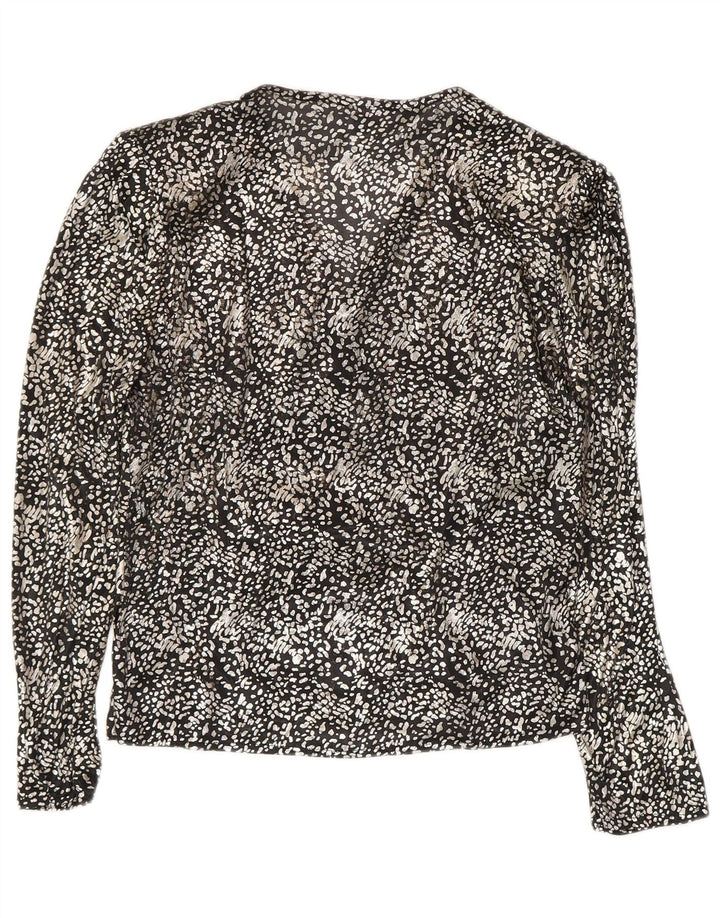 C & A Blusa de manga larga para mujer Top EU 40 Medium Negro Estampado animal