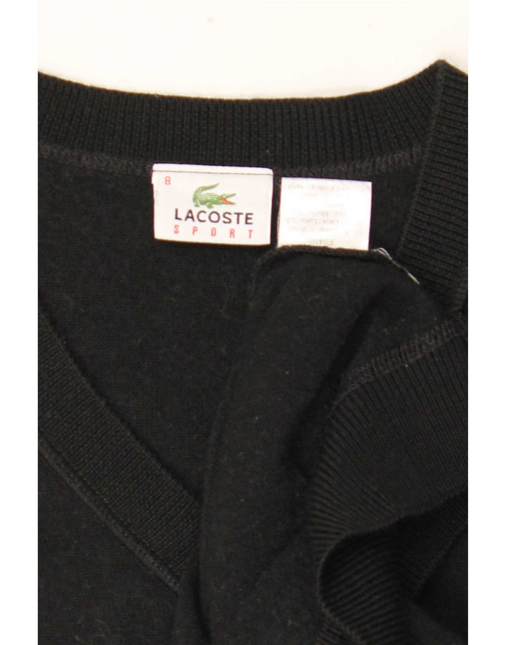 Lacoste Jersey con cuello en V para hombre talla 8 3XL lana negra