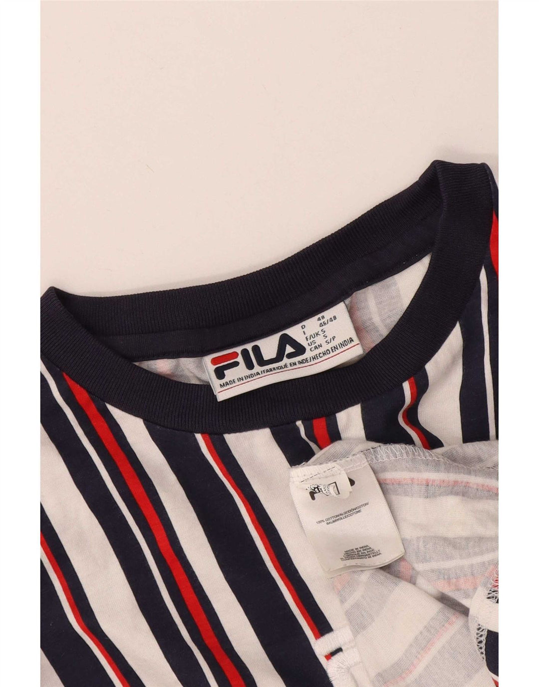 Fila Camiseta gráfica para hombre Top Small de algodón a rayas multicolor