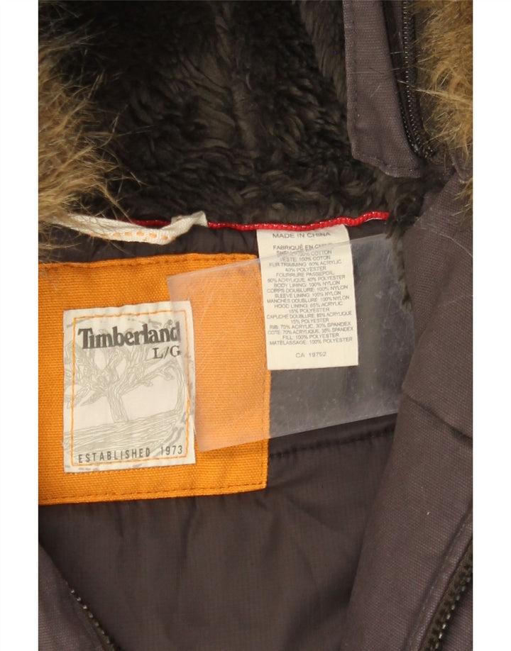 TIMBERLAND Chaqueta parka con capucha para hombre Reino Unido 40 Algodón gris grande