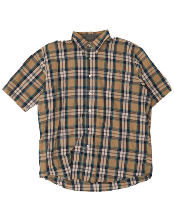 Wrangler Camisa De Manga Corta Hombre XL Algodón A Cuadros Beige