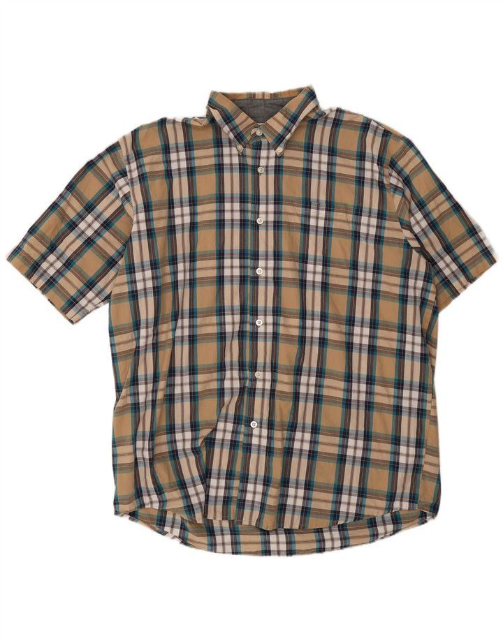 Wrangler Camisa De Manga Corta Hombre XL Algodón A Cuadros Beige