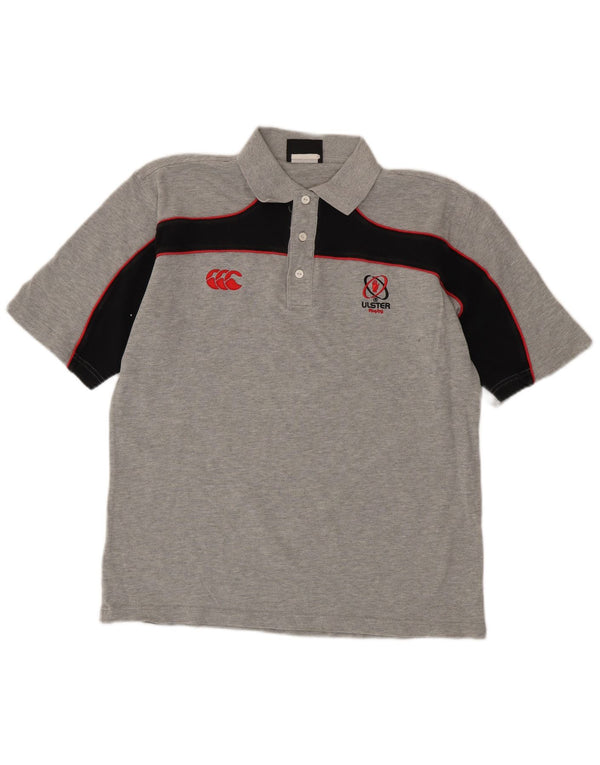 Canterbury Polo para hombre de algodón color block gris pequeño