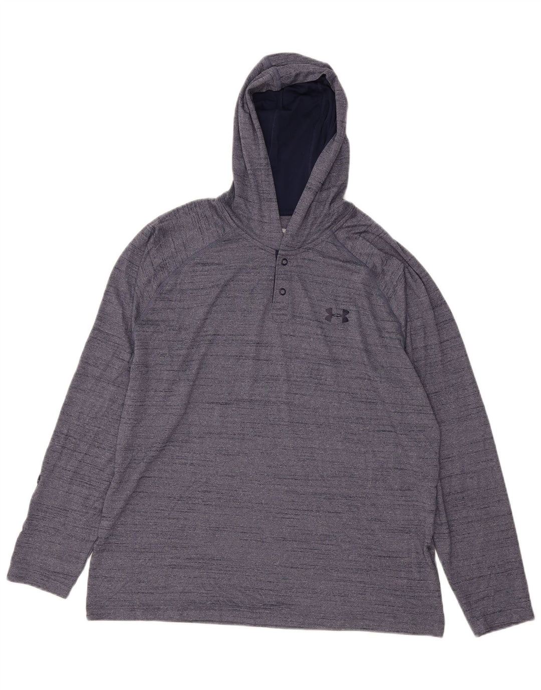 UNDER ARMOUR Camiseta con capucha Heat Gear para hombre de manga larga con moteado azul marino grande