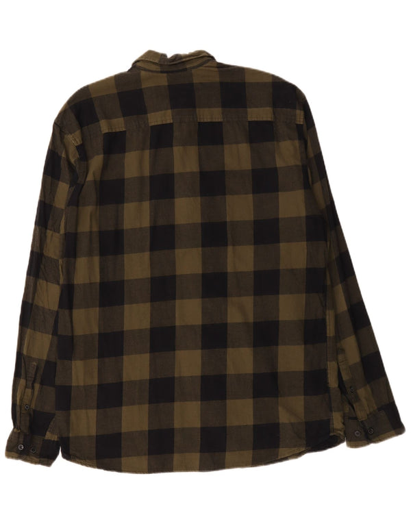 Jack & Jones Hombre Camisa De Franela XL Algodón A Cuadros Caqui