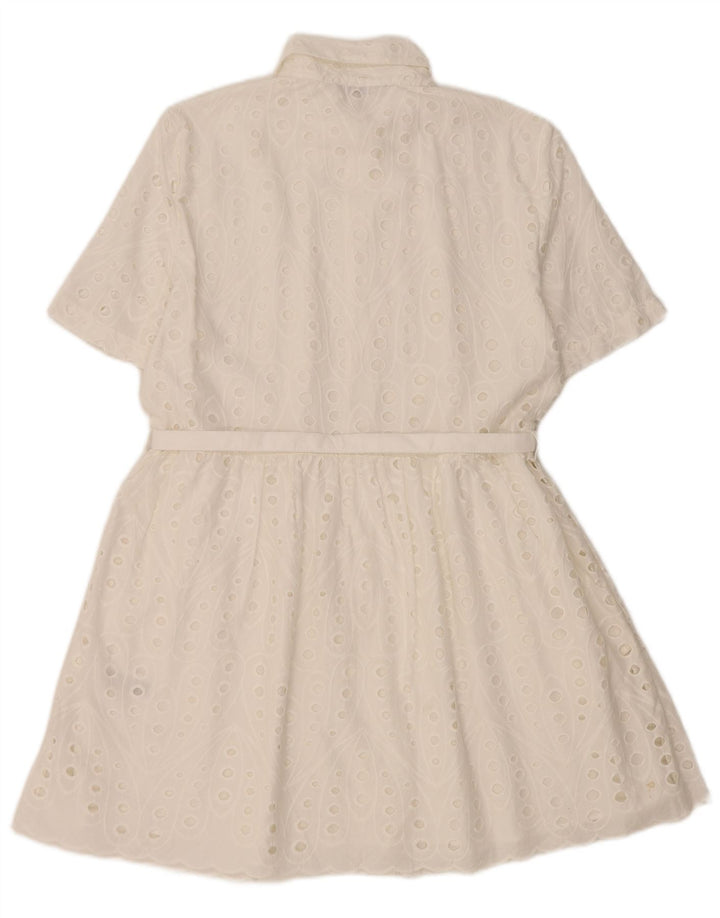 Zara Vestido Camisero Mujer UK 44 Mediano Blanco