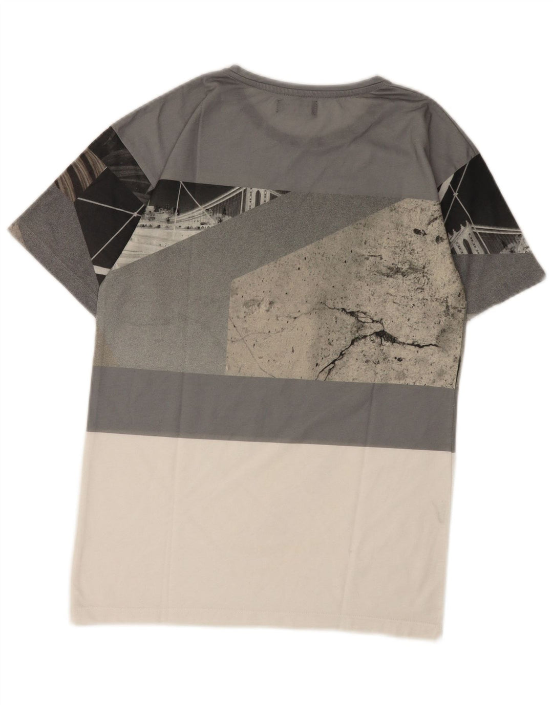 Zara Hombre Camiseta Gráfica Top Small Gris Colorblock