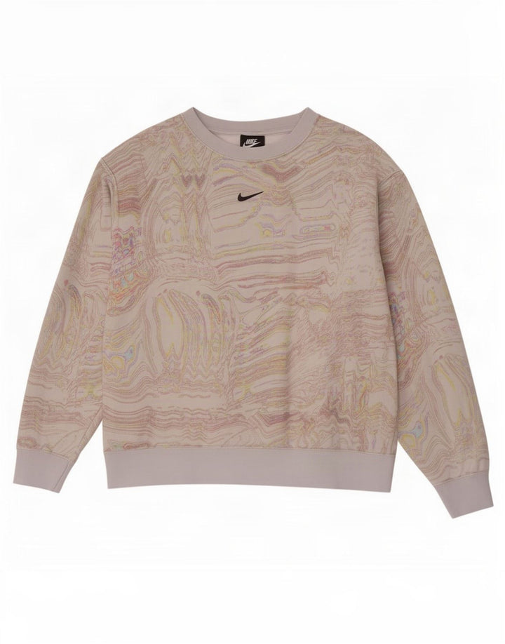 Nike - Sudadera con estampado abstracto para mujer, talla 40, color blanco apagado