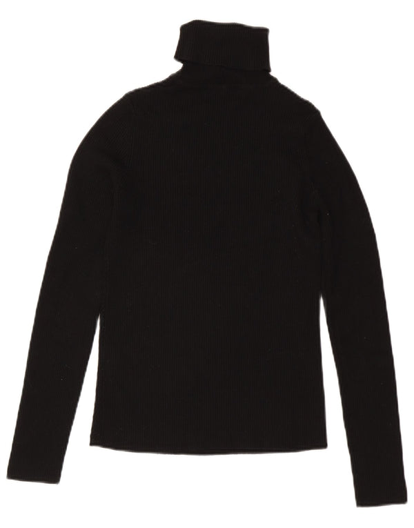 Zara Blusa con cuello vuelto para mujer UK 42 Medium Black Viscosa