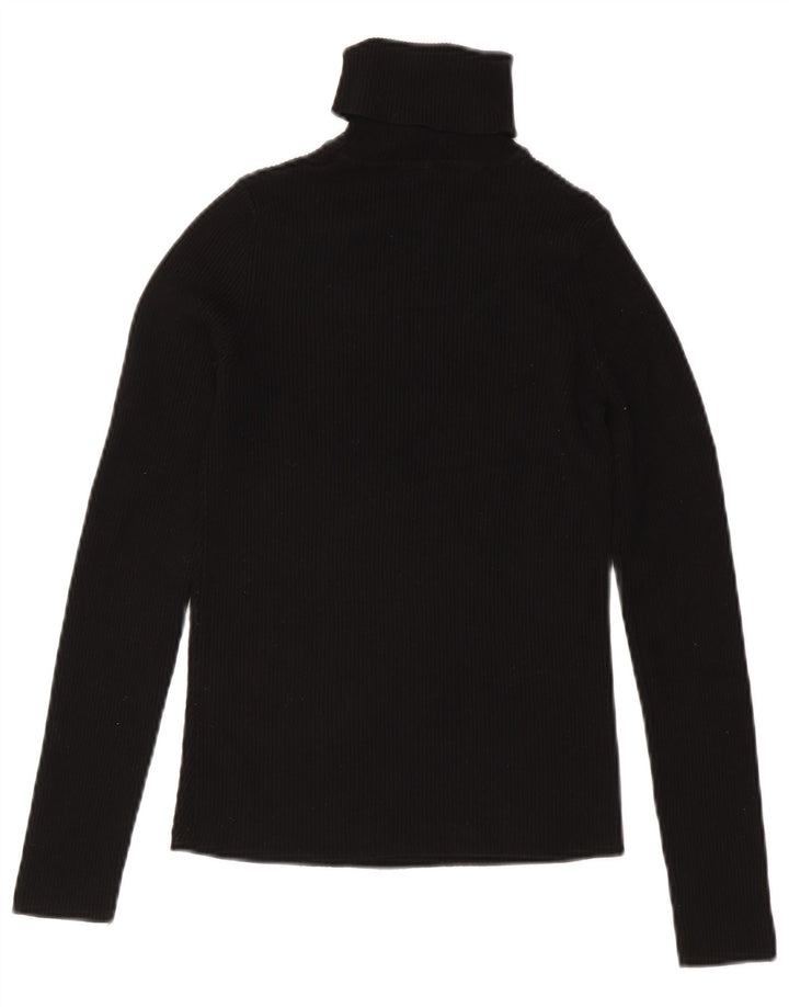 Zara Blusa con cuello vuelto para mujer UK 42 Medium Black Viscosa
