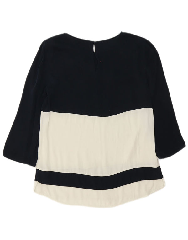 Hugo Boss Womens 3/4 Sleeve Blouse Top UK 10 Small Navy Blue Colourblock