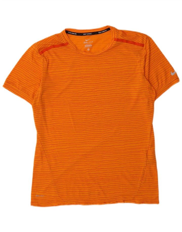 Camiseta Nike Dri Fit para hombre Top poliéster a rayas naranja medio