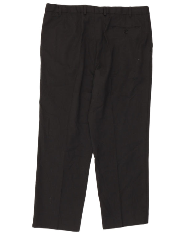 Marks & Spencer Pantalón de traje con pinzas para hombre W38 L29 Poliéster negro