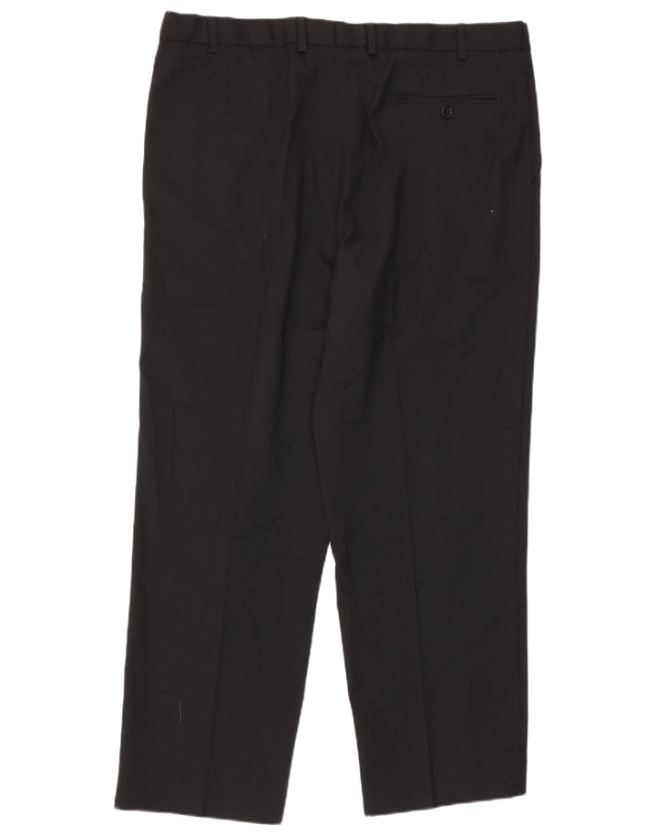 Marks & Spencer Pantalón de traje con pinzas para hombre W38 L29 Poliéster negro