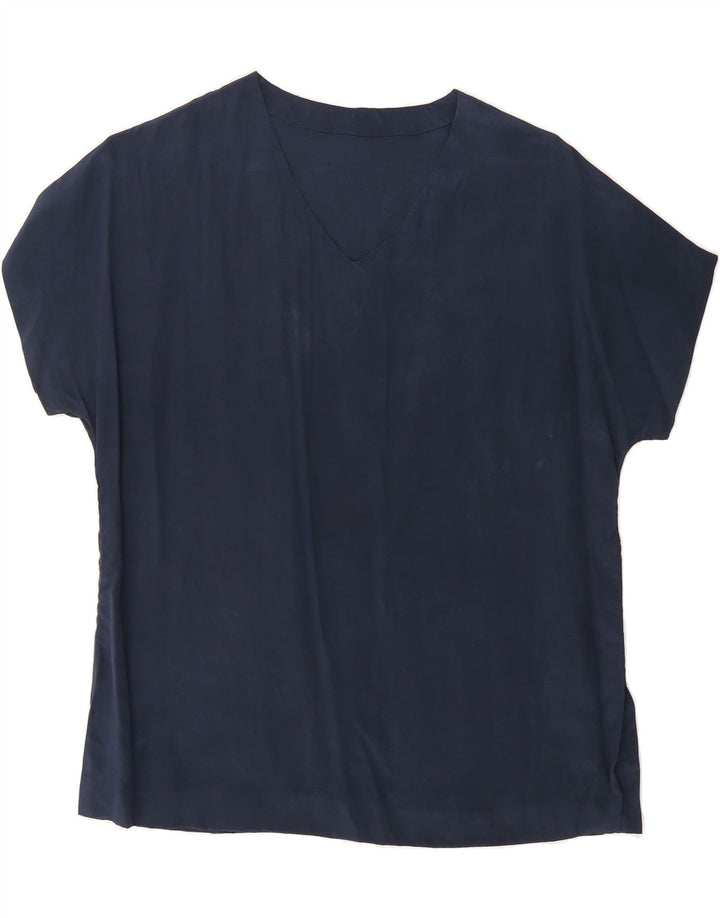 VINTAGE Womens Blouse Top UK 14 Medium Navy Blue Vintage Vintage and Second-Hand Vintage from Messina Hembry 