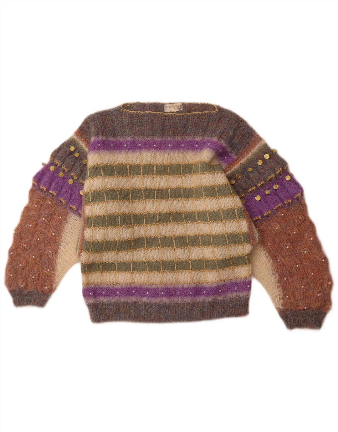 FIONA MACLEOD Jersey con cuello barco para mujer, talla 44, talla M, multicolor