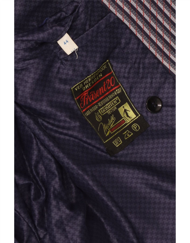 Vintage mujer doble pecho Blazer chaqueta EU 44 XL azul marino rayas