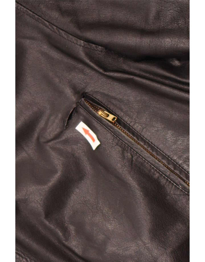 Chaqueta de cuero vintage para hombre IT 52 XL cuero negro